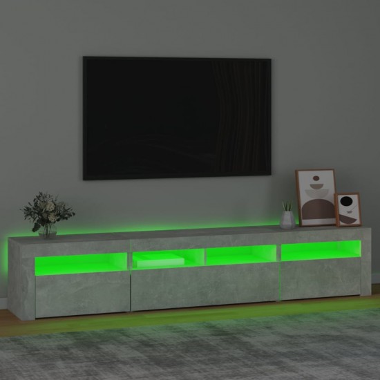 TV spintelė su LED apšvietimu, betono pilka, 210x35x40cm