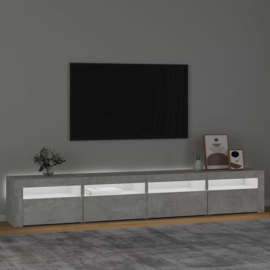 TV spintelė su LED apšvietimu, betono pilka, 240x35x40cm