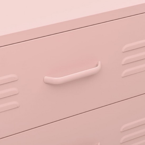 Komoda su stalčiais, rožinės spalvos, 80x35x101,5cm, plienas