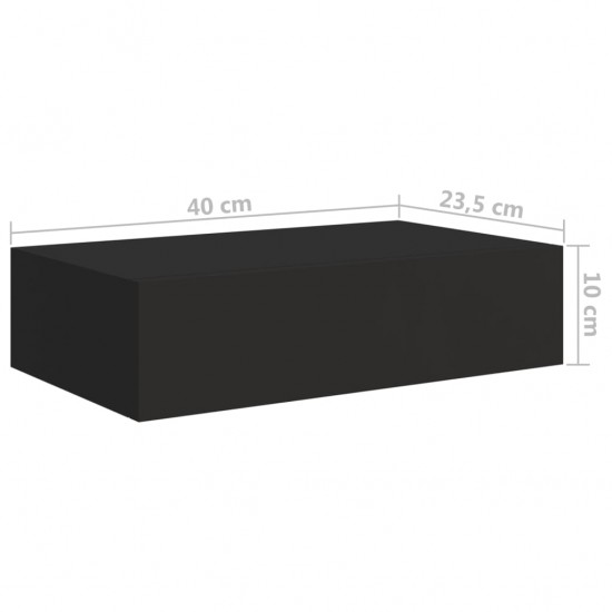 Lentynos su stalčiais, 2vnt., juodos, 40x23,5x10cm, MDF