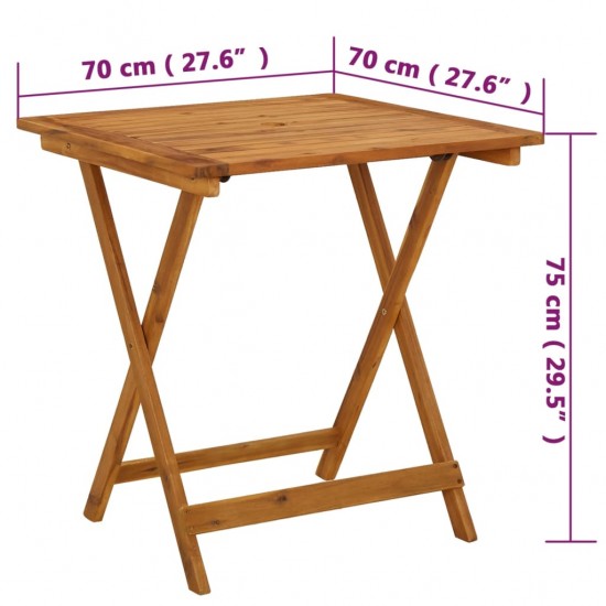 Sulankstomas sodo stalas, 70x70x75cm, akacijos medienos masyvas