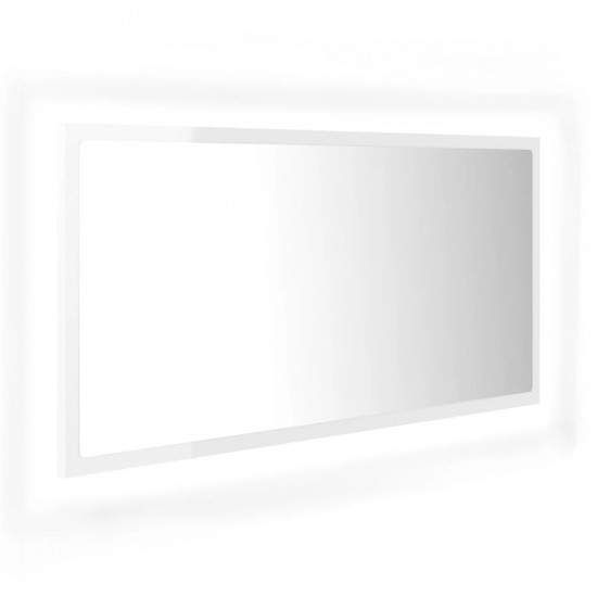 Vonios LED veidrodis, baltas, 90x8,5x37cm, akrilas, blizgus