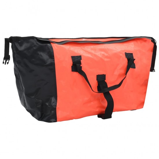 Dviračio priekaba su krepšiu, oranžinės ir juodos spalvos