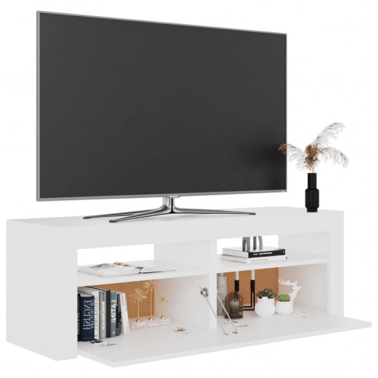 TV spintelė su LED apšvietimu, balta spalva, 120x35x40 cm