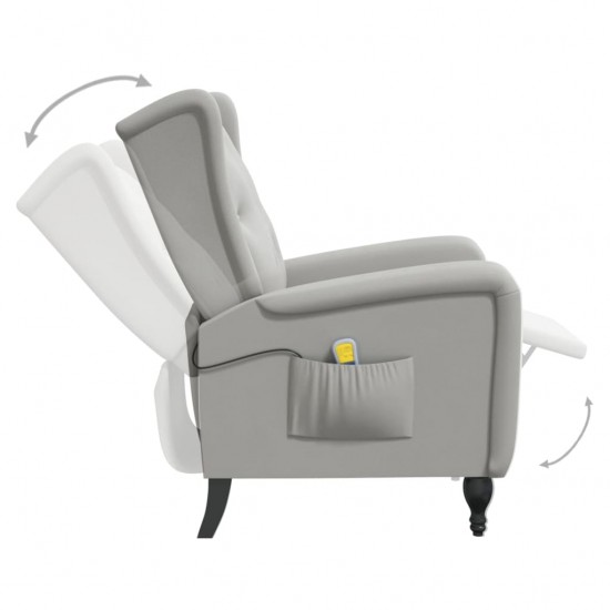 Atlošiamas masažinis krėslas, šviesiai pilkos spalvos, aksomas