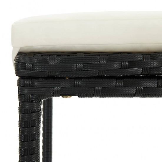 Sodo baro baldų komplektas su pagalvėlėmis, 9 dalių, juodas