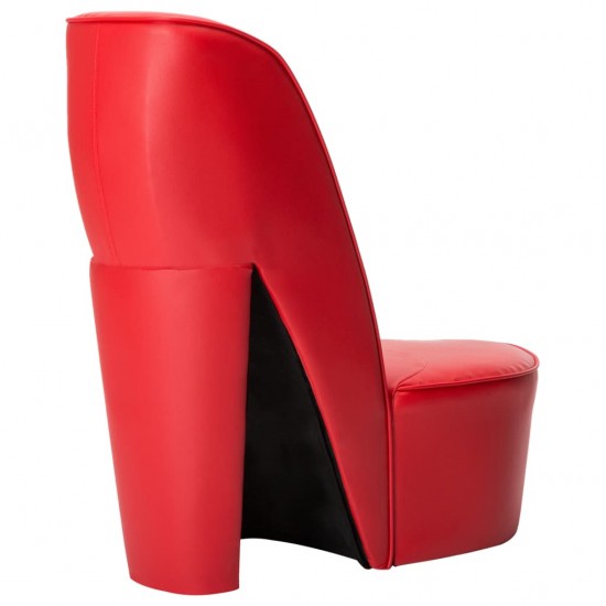 Aukštakulnio formos kėdė, raudonos spalvos, dirbtinė oda