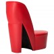 Aukštakulnio formos kėdė, raudonos spalvos, dirbtinė oda