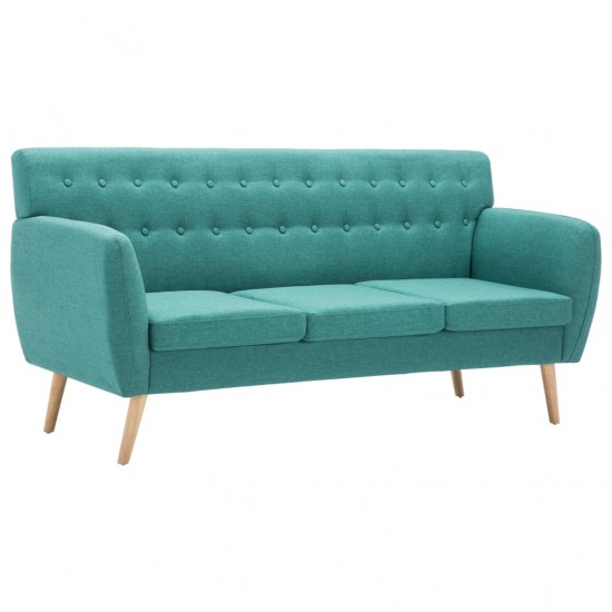 Trivietė sofa, audinio apmušalas, 172x70x82cm, žalia