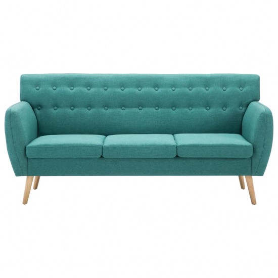 Trivietė sofa, audinio apmušalas, 172x70x82cm, žalia