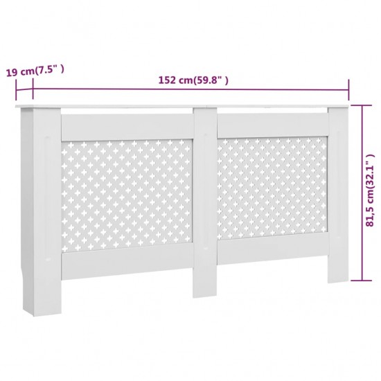 Radiatoriaus uždangalai, 2vnt., balti, 152x19x81,5cm, MDF