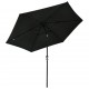 Lauko skėtis su LED lempomis ir plieniniu stulpu, juodas, 300cm
