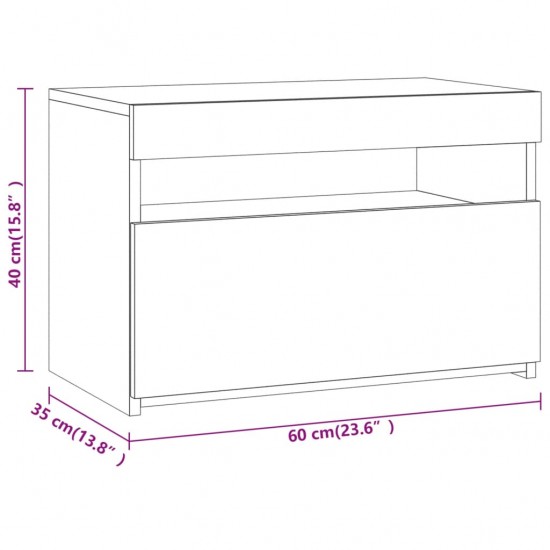 TV spintelės su LED, 2vnt., pilkos ąžuolo, 60x35x40cm