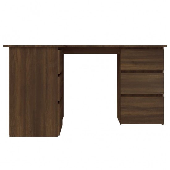 Kampinis rašomasis stalas, rudas ąžuolo, 145x100x76cm, mediena
