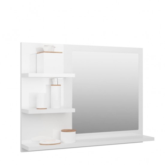 Vonios kambario veidrodis, baltas, 60x10,5x45cm, MDP, blizgus