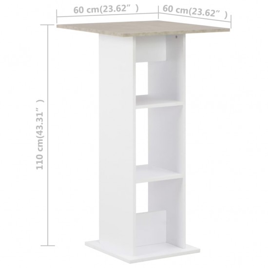 Baro stalas, balta ir betono, 60x60x110cm