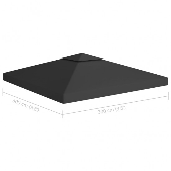 Pavėsinės uždangalas, 2 pakopų, juodas, 3x3m, 310 g/m²