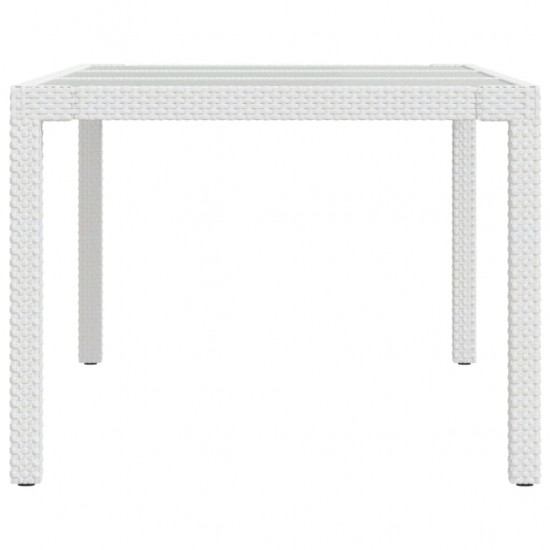 Sodo stalas, baltas, 190x90x75cm, grūdintas stiklas/poliratanas