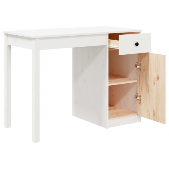 Rašomasis stalas, baltas, 100x50x75cm, pušies medienos masyvas