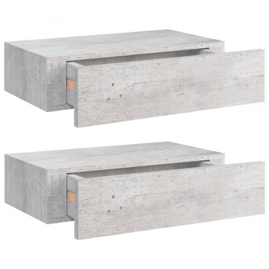 Lentynos su stalčiais, 2vnt., betono pilkos, 40x23,5x10cm, MDF