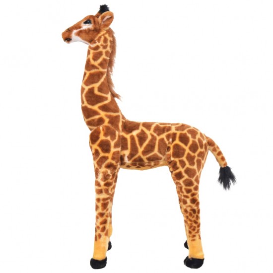 Stovintis pliušinis žaislas žirafa, rudas ir geltonas, XXL