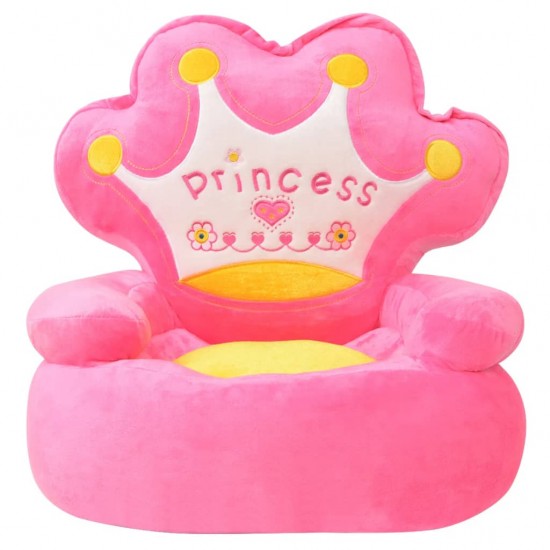 Pliušinė vaikiška kėdė Princess, rožinės spalvos