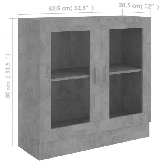 Vitrininė spintelė, betono pilkos spalvos, 82,5x30,5x80cm, MDP