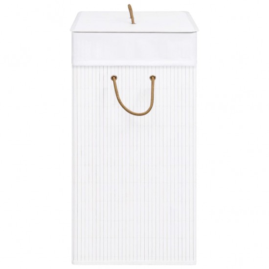 Skalbinių krepšys su vienu skyriumi, baltas, bambukas, 83l