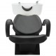 Kirpyklos kėdė su plautuve, juoda ir balta, dirbtinė oda