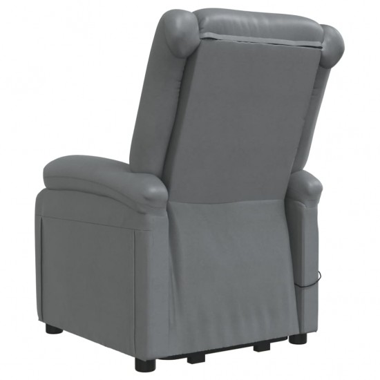 Atsistojantis masažinis krėslas, pilkos spalvos, dirbtinė oda