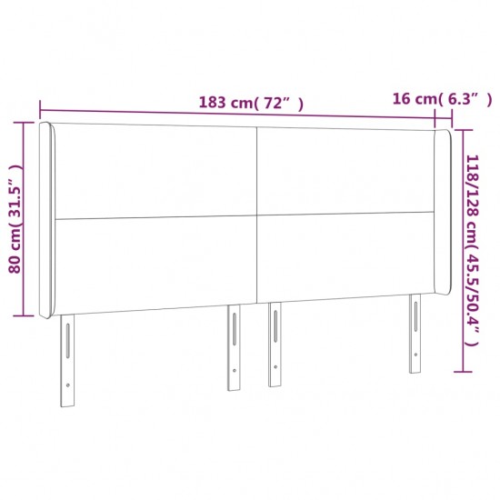 Galvūgalis su LED, šviesiai pilkas, 183x16x118/128/128cm