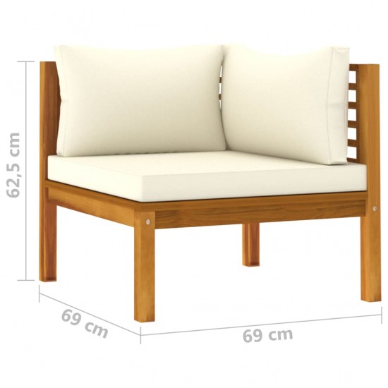 Modulinė kampinė sofa su kreminėmis pagalvėlėmis, akacija