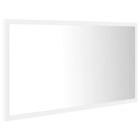 Vonios kambario LED veidrodis, baltas, 80x8,5x37cm, akrilas