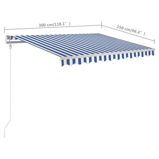 Rankiniu būdu ištraukiama markizė, mėlyna ir balta, 3x2,5m