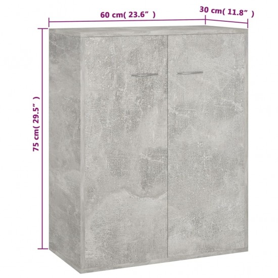 Šoninė spintelė, betono pilkos spalvos, 60x30x75cm, MDP