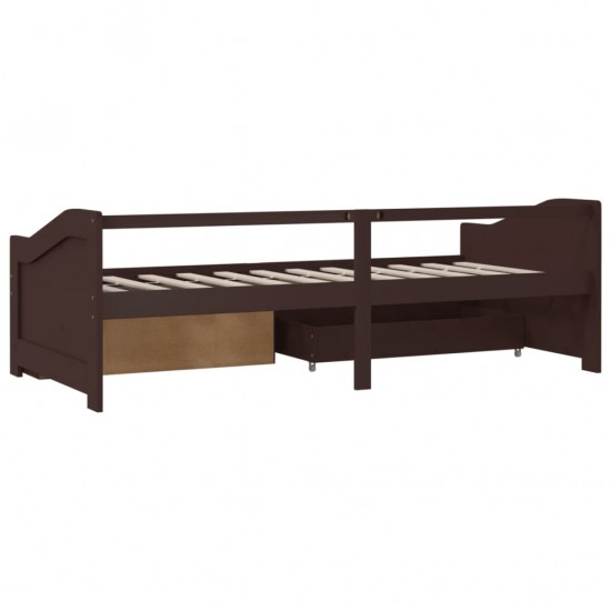 Trivietė lova su stalčiais, tamsiai ruda, 90x200cm, pušis