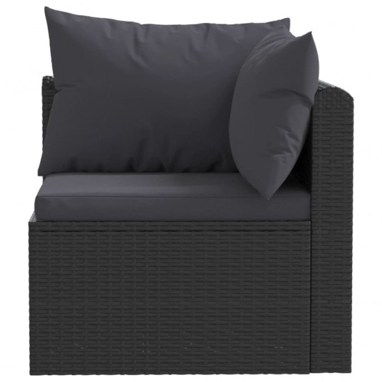 Sodo sofos komplektas su pagalvėlėmis, 2 dalių, juodas, ratanas