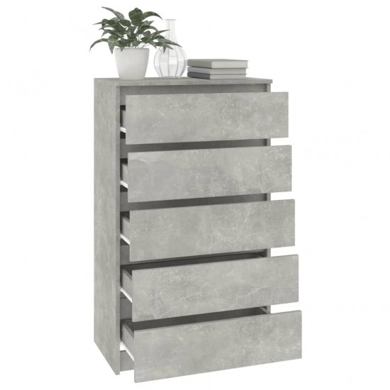 Spintelė su stalčiais, betono pilka, 60x36x103cm, mediena