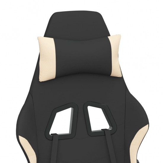 Masažinė žaidimų kėdė su pakoja, juoda ir kreminė, audinys