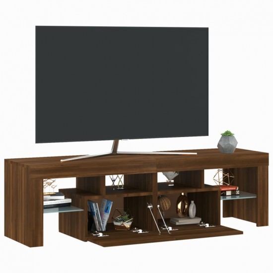 Televizoriaus spintelė su LED, ruda ąžuolo, 140x36,5x40cm
