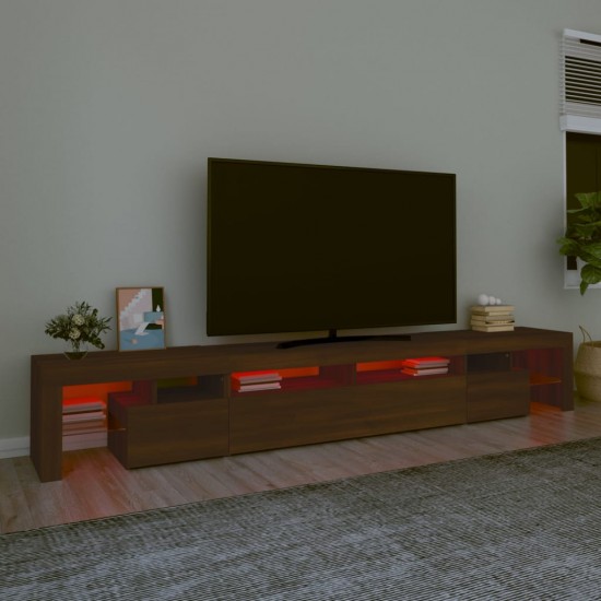Televizoriaus spintelė su LED, ruda ąžuolo, 260x36,5x40cm