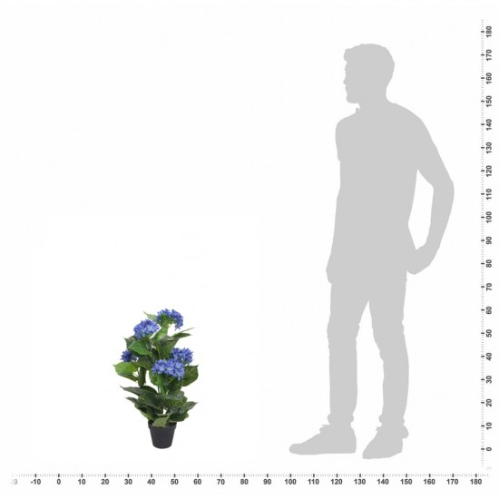 Dirbtinė hortenzija su vazonu, 60 cm, mėlyna