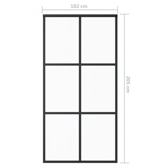 Stumdomos durys, juodos, 102x205cm, ESG stiklas ir aliuminis