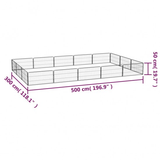 Šunų aptvaras, 16 segmentų, juodas, 100x50cm, plienas