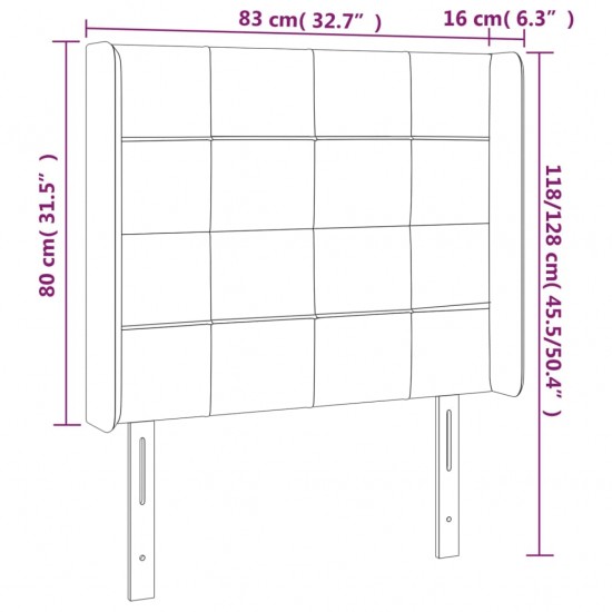 Galvūgalis su LED, tamsiai pilkas, 83x16x118/128cm, aksomas