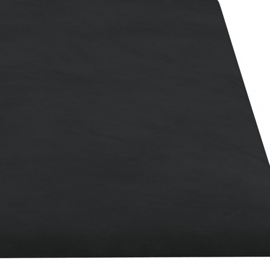 Sienų plokštės, 12vnt., juodos, 60x15cm, aksomas, 1,08m²