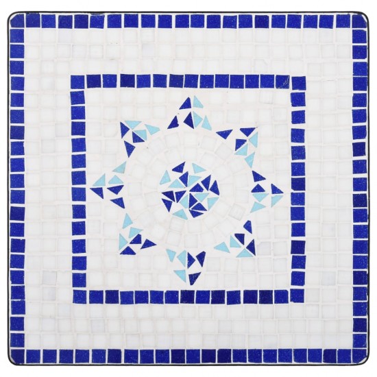Bistro baldų komplektas, 3d., mėlynas/baltas, mozaika, keramika