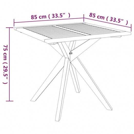 Sodo stalas, 85x85x75cm, akacijos medienos masyvas