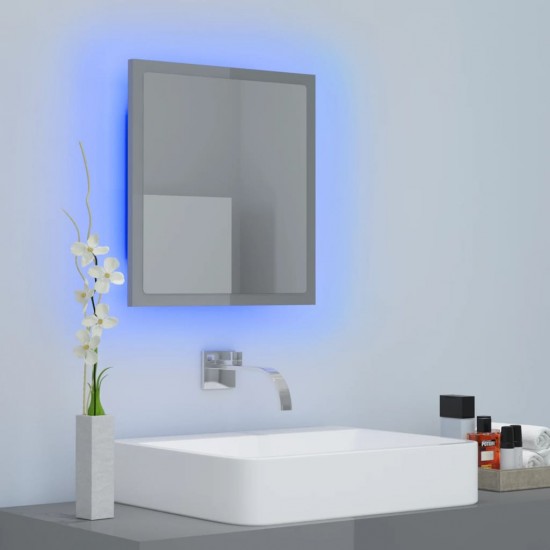 Vonios LED veidrodis, pilkas, 40x8,5x37cm, akrilas, blizgus