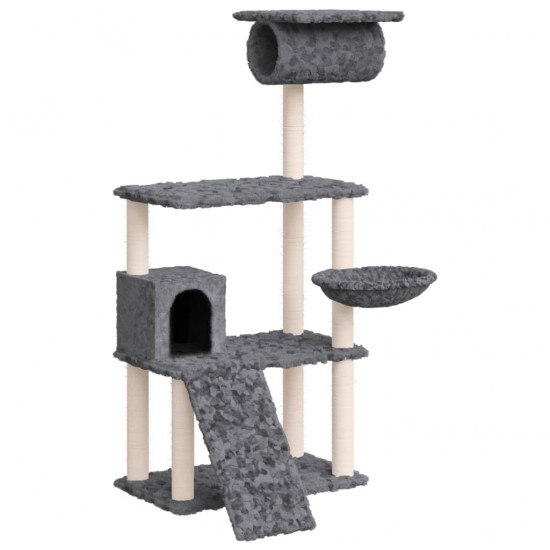Draskyklė katėms su stovais iš sizalio, tamsiai pilka, 131cm
